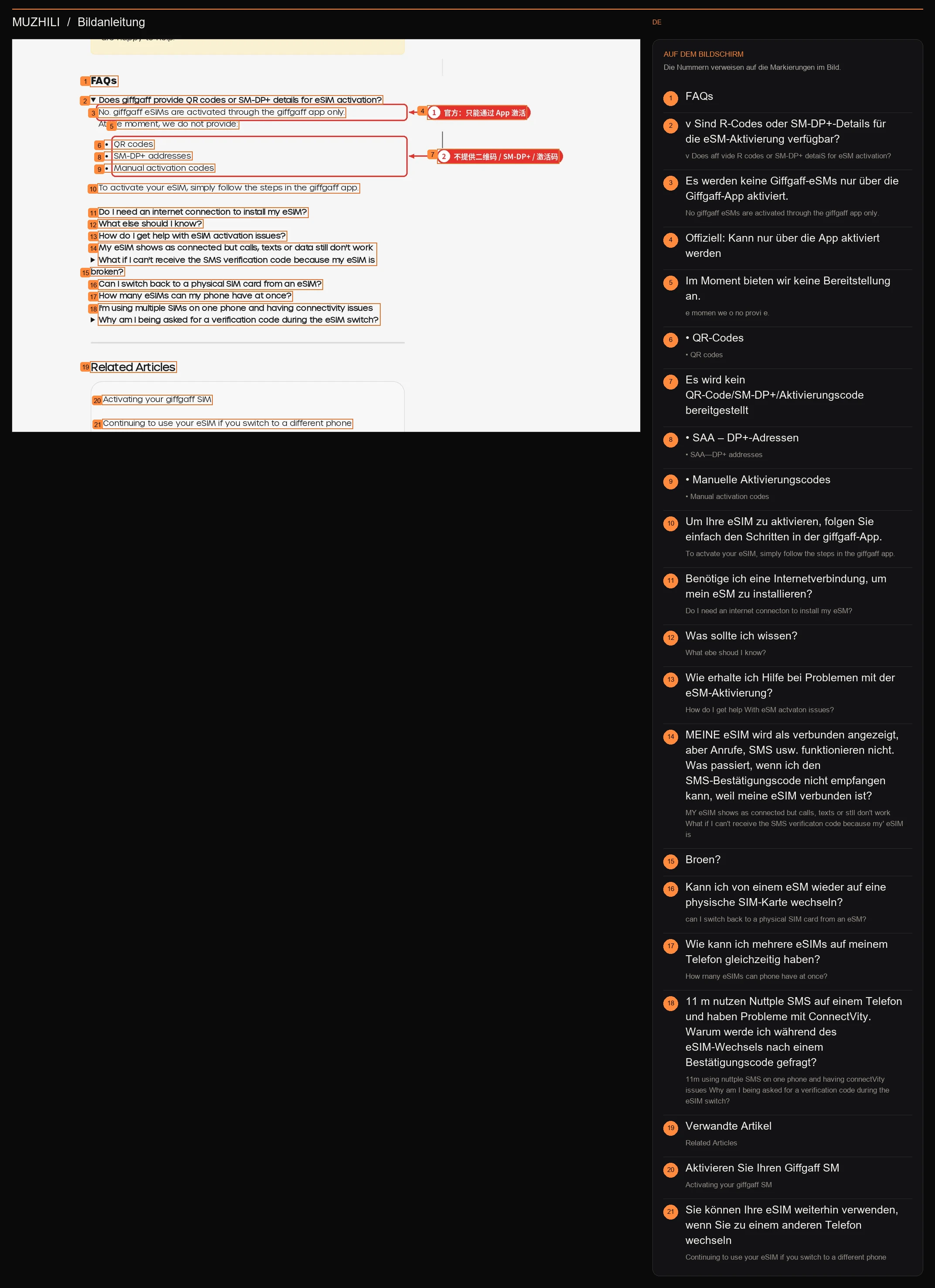 Abbildung 4: Häufig gestellte Fragen zur offiziellen Giffgaff-Hilfe