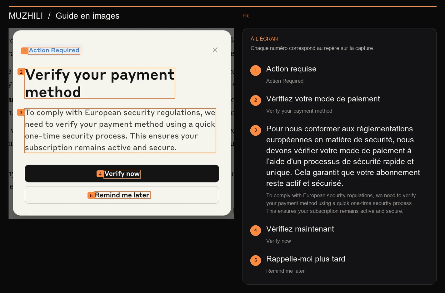 Cette invite nécessite la vérification du mode de paiement