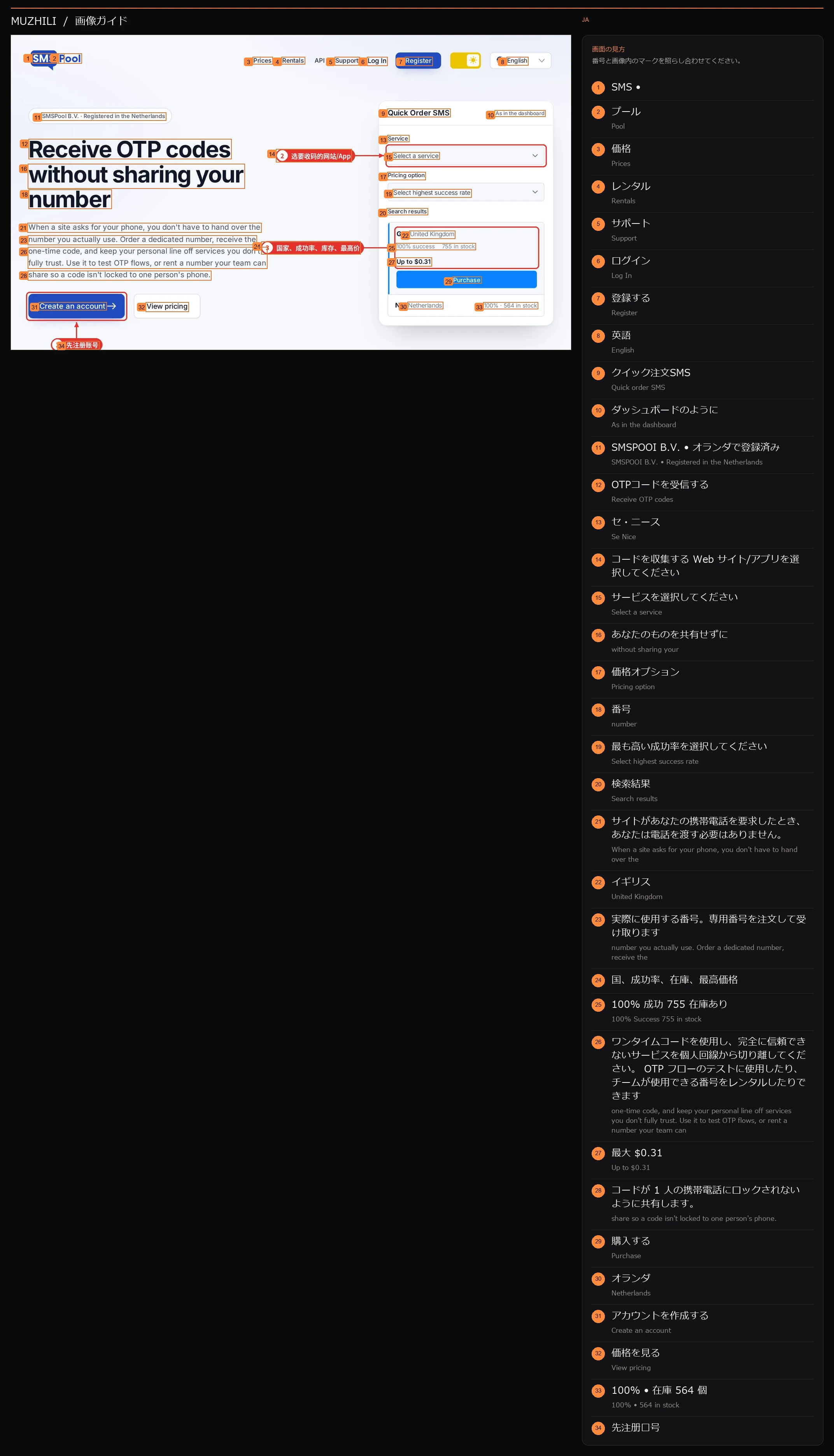 図 1:SMSPool 公式 Web サイトのホームページ
