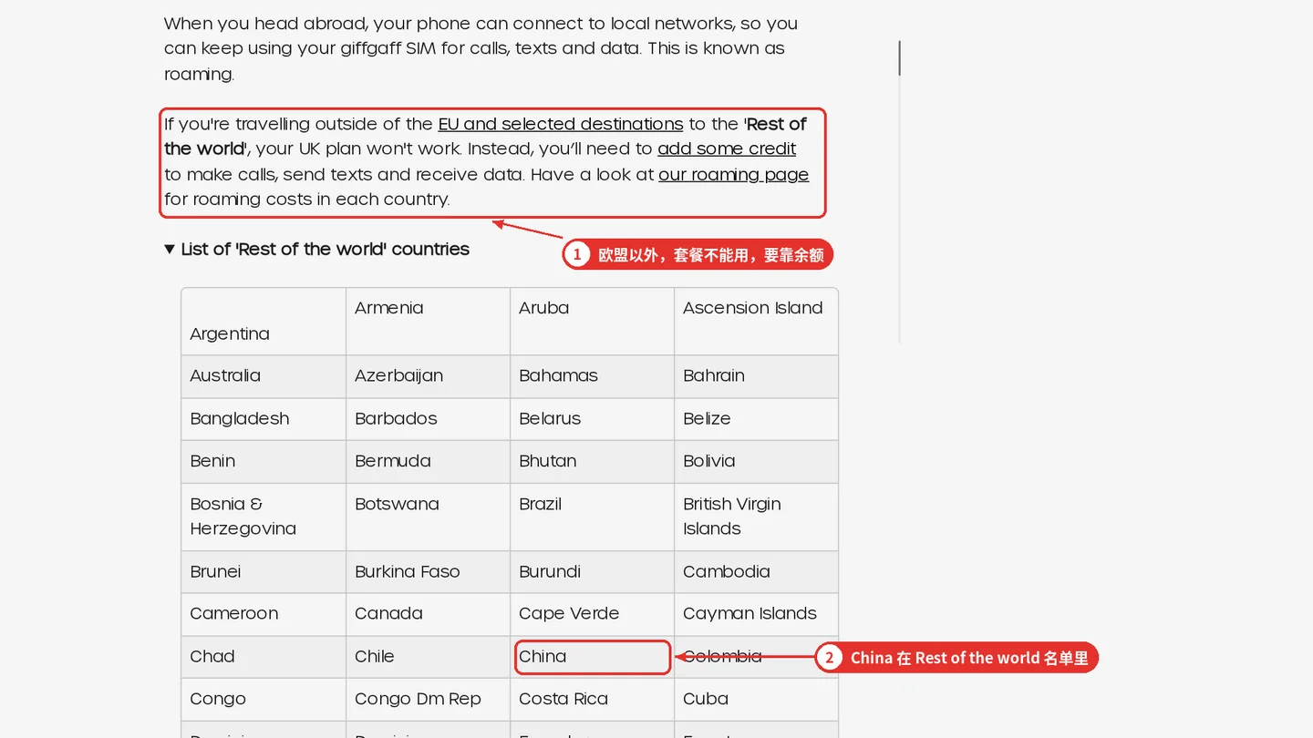 图 8:giffgaff 官方帮助:世界其他地区